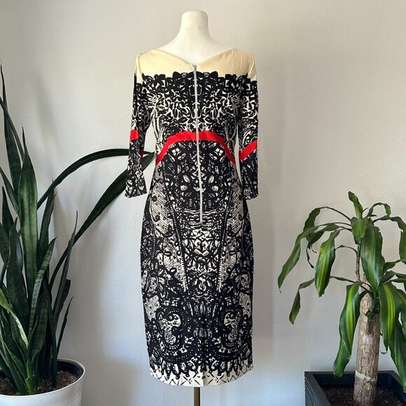 Prabal Gurung Lace Print Fall 2011 dress 6 Sarah Jessica Parker black/cream/red - Picture 4 of 16